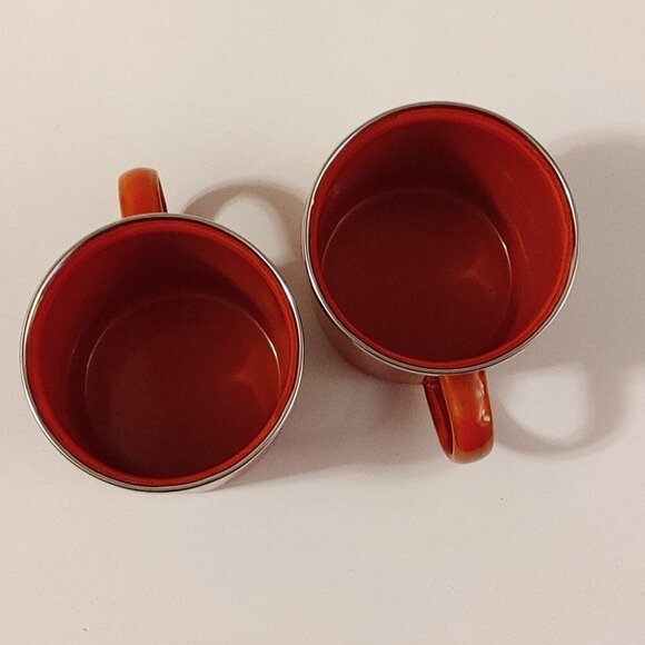 CUTE Cabot Trail Maple Liqueurs Canadian Coffee Red Tin Cup Mug CAMP MUG PAIR - Picture 4 of 5